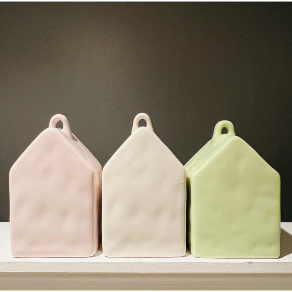 Rae Dunn Artisan Collection “HOME” Birdhouse Set of 3 – Pink, White & Green - Picture 4 of 6